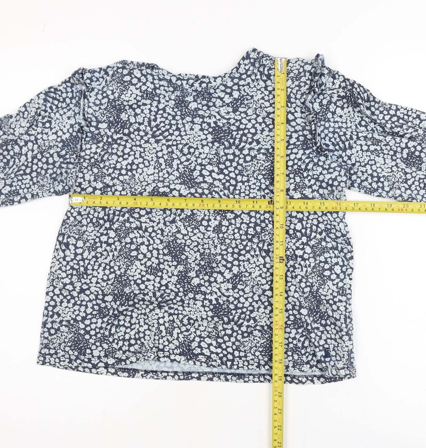 Joules Womens Blue Floral Long Sleeve Tunic Blouse Size 10