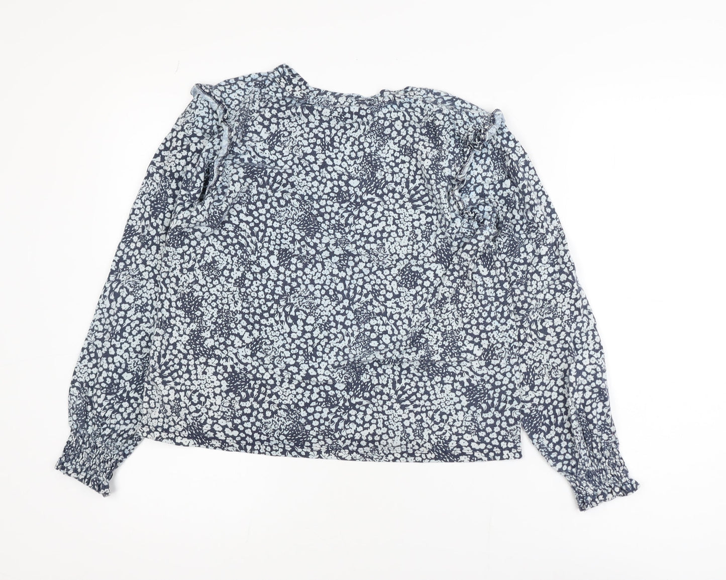 Joules Womens Blue Floral Long Sleeve Tunic Blouse Size 10