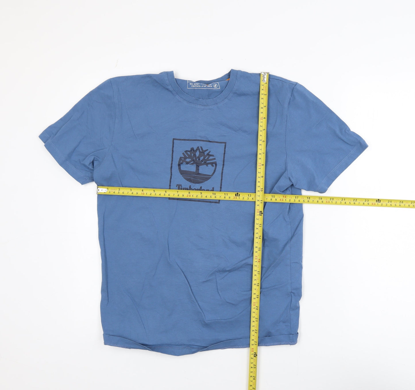 Timberland Men's Blue Regular Fit Organic Cotton Logo T-Shirt Size S