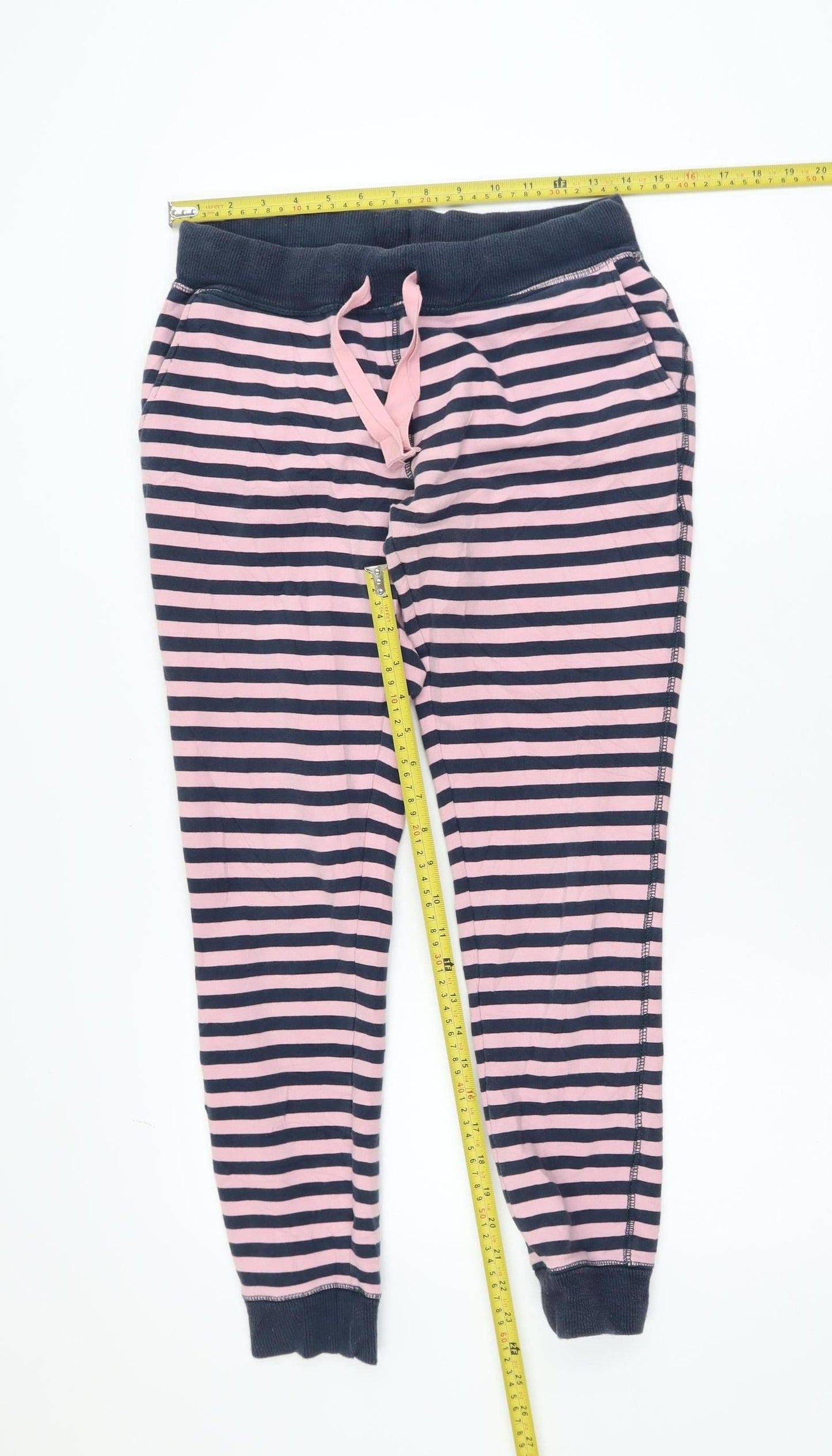 Jack Wills Women's Pink Striped Jogger Trousers Size 8