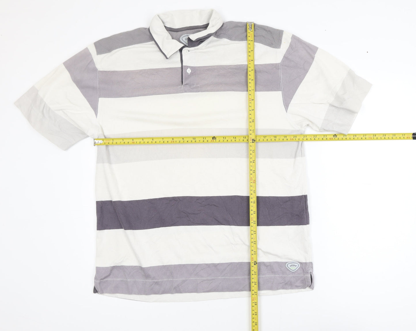 Callaway Mens Grey Striped X Series Golf Polo Shirt L
