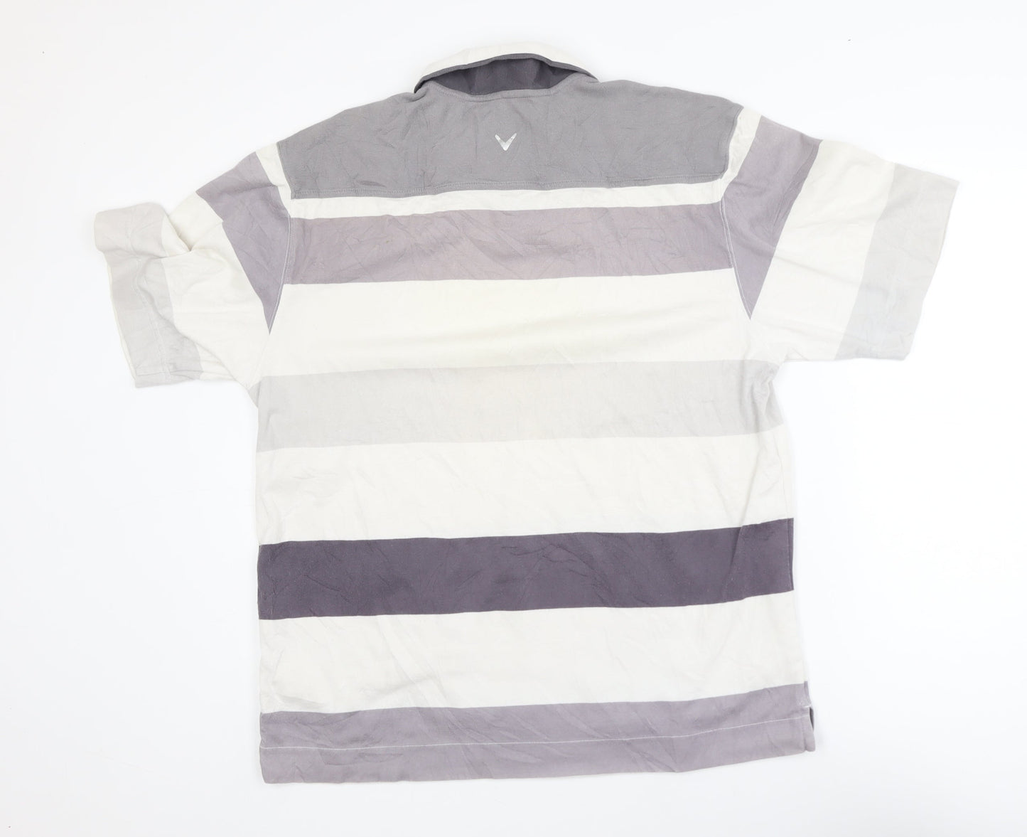 Callaway Mens Grey Striped X Series Golf Polo Shirt L