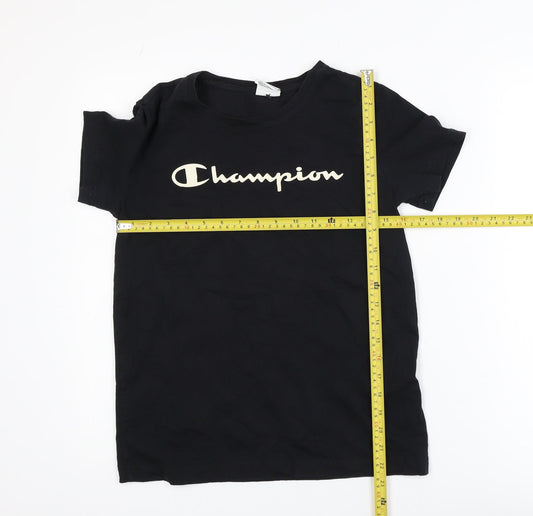 Champion Men's Black Small Logo Graphic Short Sleeve T-Shirt