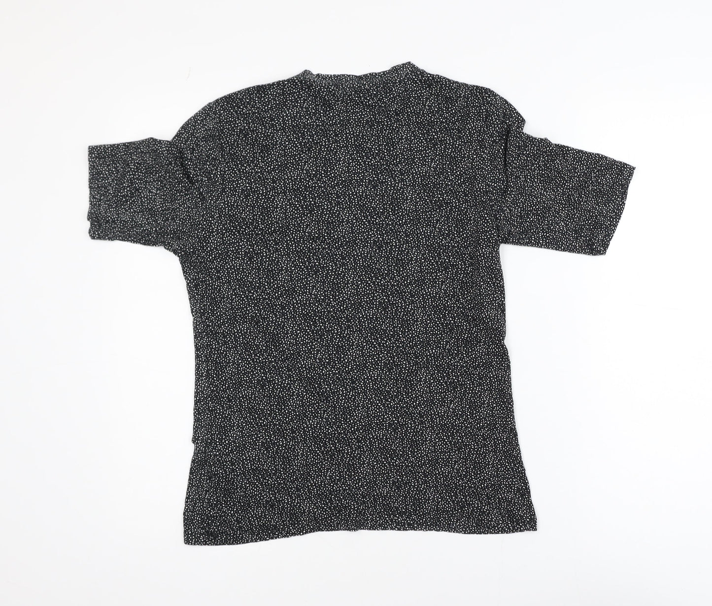 H&M Women’s Black Polka Dot Short Sleeve Viscose T-Shirt M