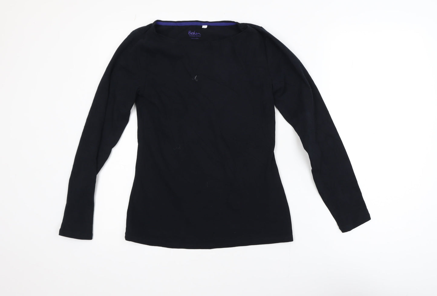 Boden Women’s Black Long Sleeve Boat Neck Cotton Top Size S