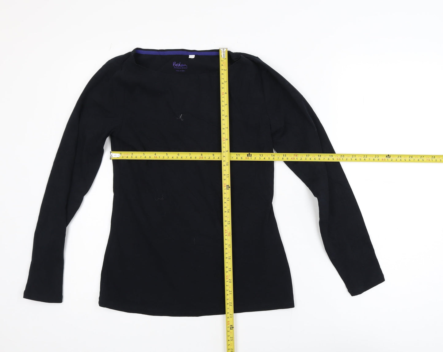 Boden Women’s Black Long Sleeve Boat Neck Cotton Top Size S