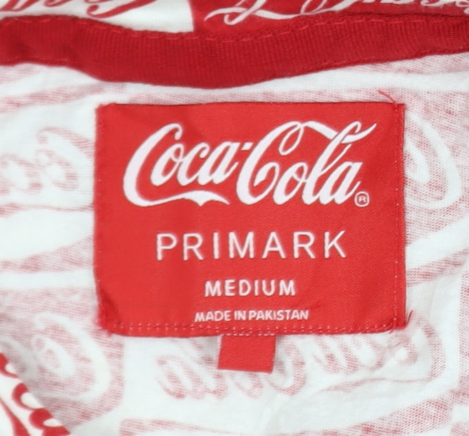 Primark Coca-Cola Red White Graphic Print Men's Medium T-Shirt