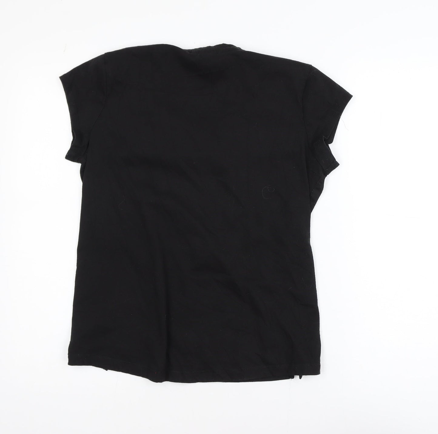 LA Gear Women's Black V-Neck Short Sleeve Cotton T-Shirt Size 14