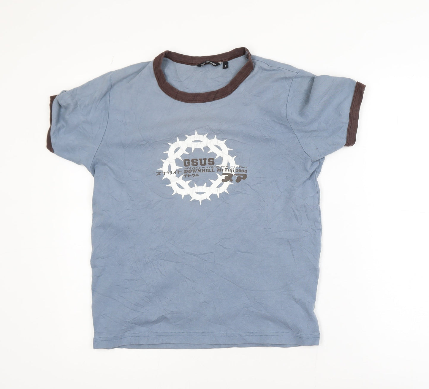 Gsus Industries Women Blue Ringer T-Shirt Size S Casual Jersey