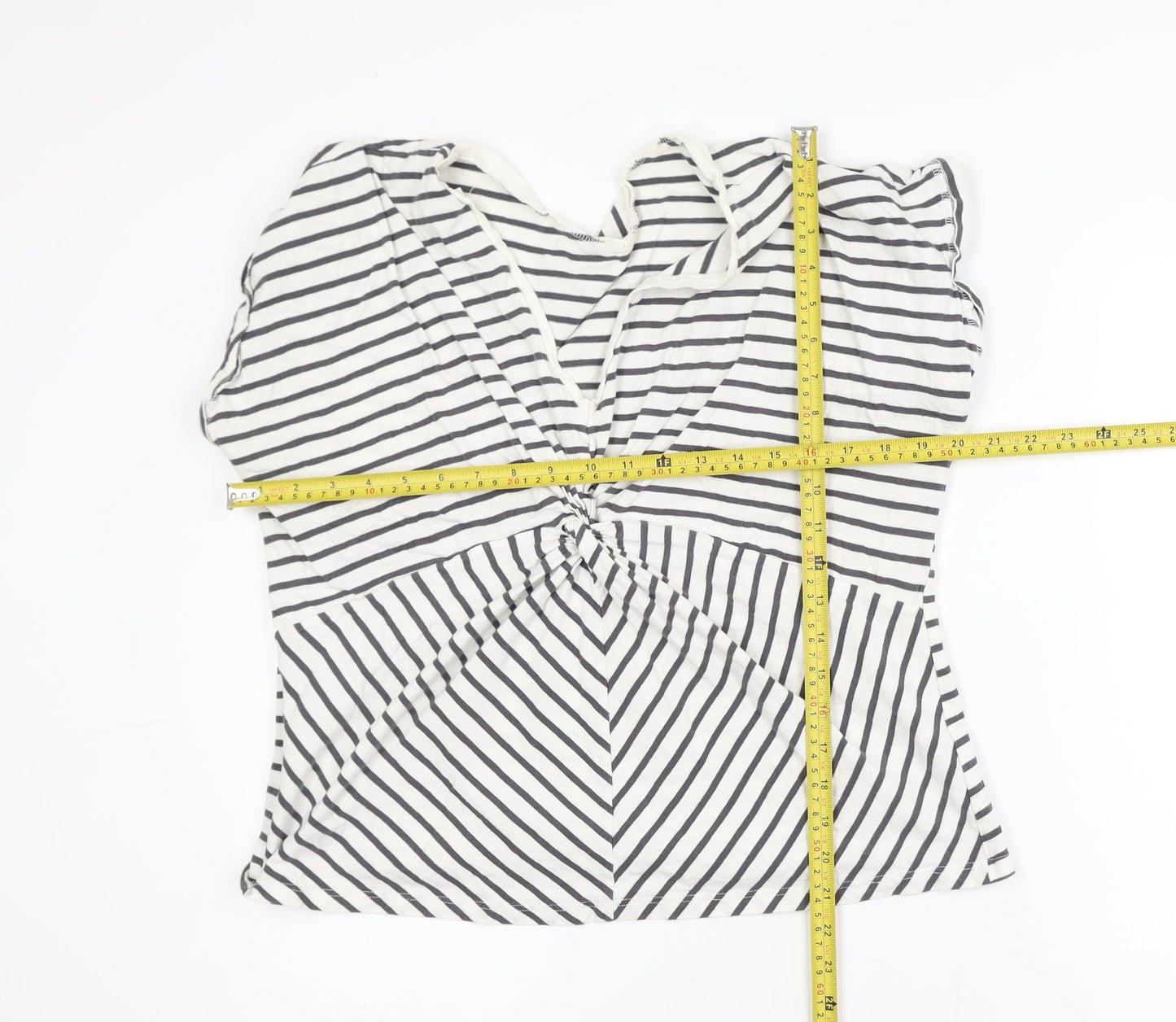 Mint Velvet Womens White Striped Wrap Blouse L