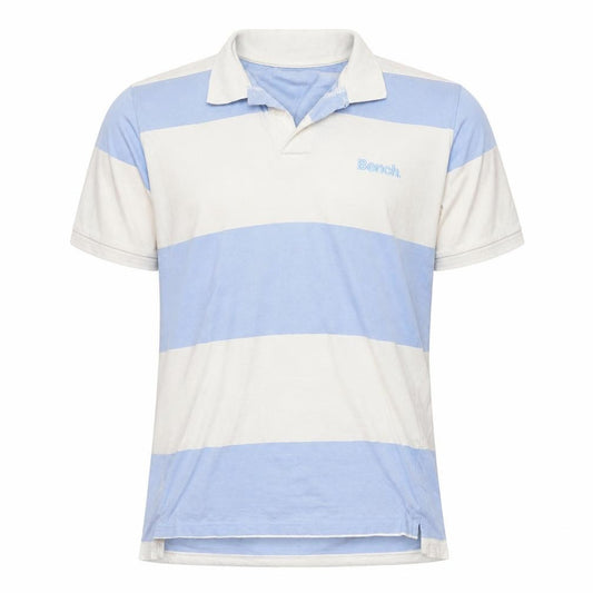 Bench Men's Blue White Striped Polo Shirt Size L Cotton Regular Fit