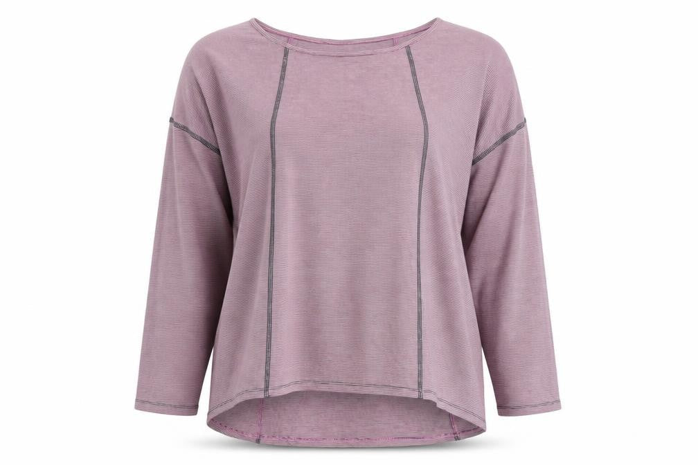 Thought Womens Purple Striped Long Sleeve Jersey Top Size 10