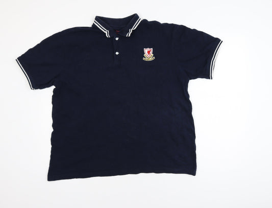 L.F.C. Men's Blue Cotton Short Sleeve Polo Shirt Large