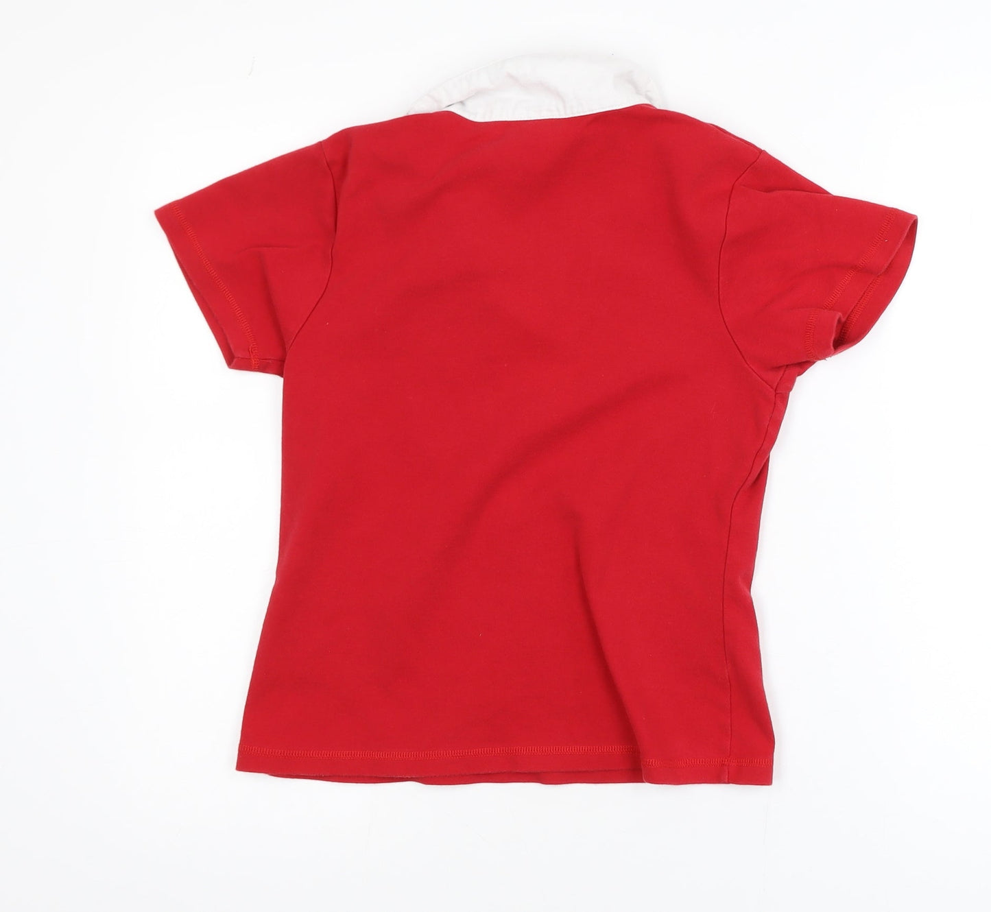 Manav Girls Red Wales Cymru Polo Shirt 12-14 Years Cotton Embroidered Top