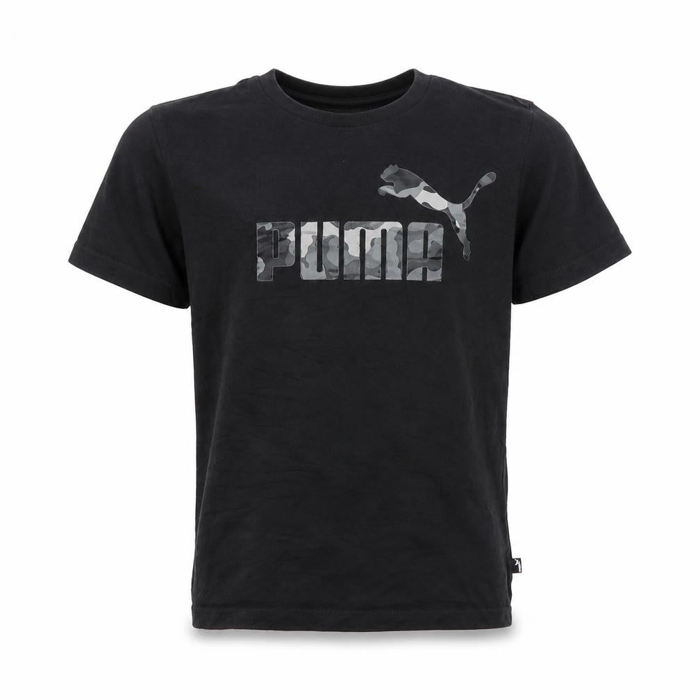 Puma Boys Black 11-12 Years Short Sleeve Crew Neck Logo T-Shirt