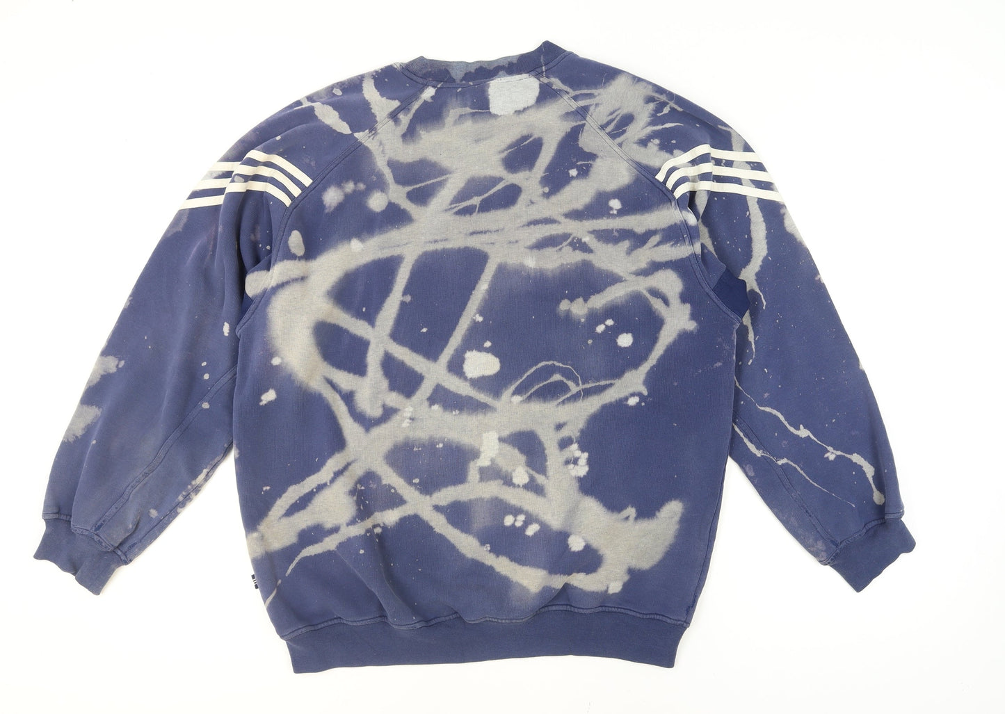 Adidas Men's Blue Bleached Graphic Pullover Sweatshirt M