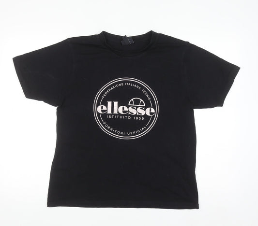 Ellesse Men's Black Short Sleeve Cotton Logo T-Shirt Size S
