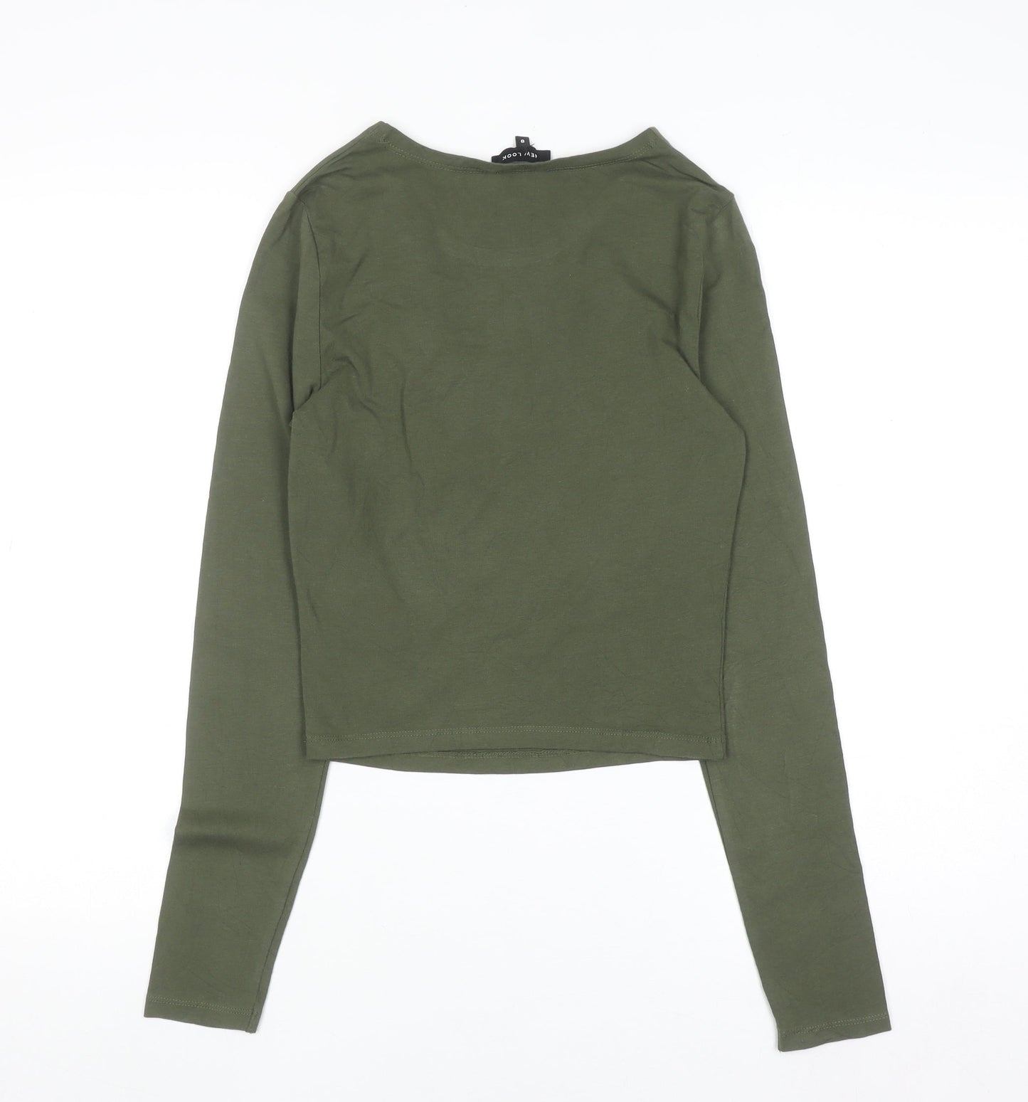 New Look Women's Green Army Long Sleeve Cotton T-Shirt Size 8