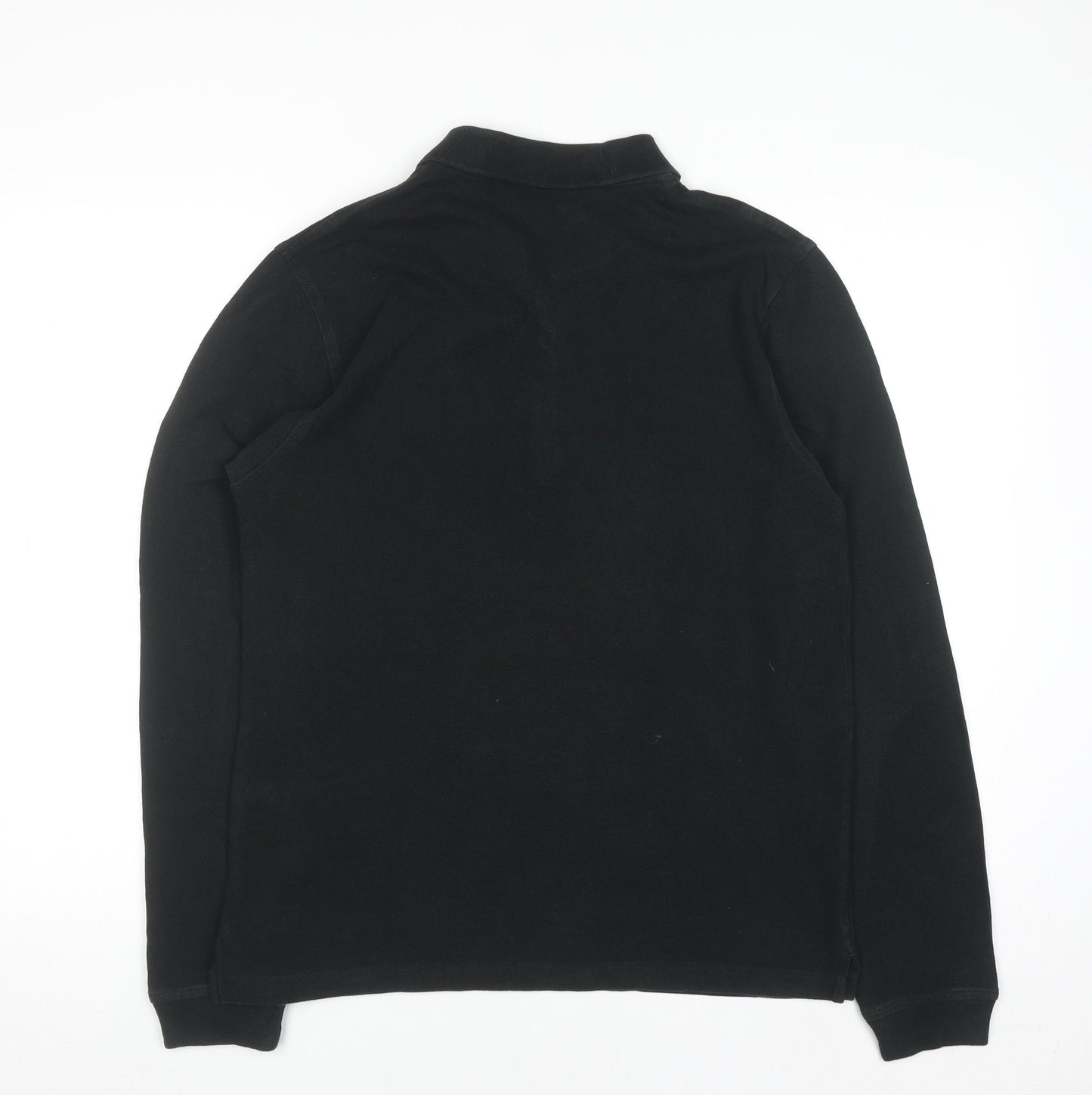 Lyle & Scott Men's Black Long Sleeve Polo Shirt Size L Cotton