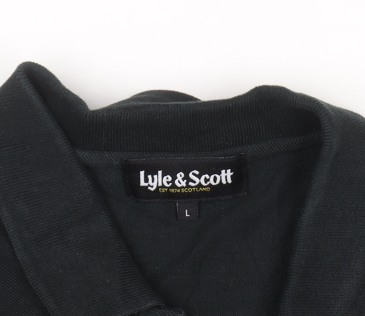 Lyle & Scott Men's Black Long Sleeve Polo Shirt Size L Cotton