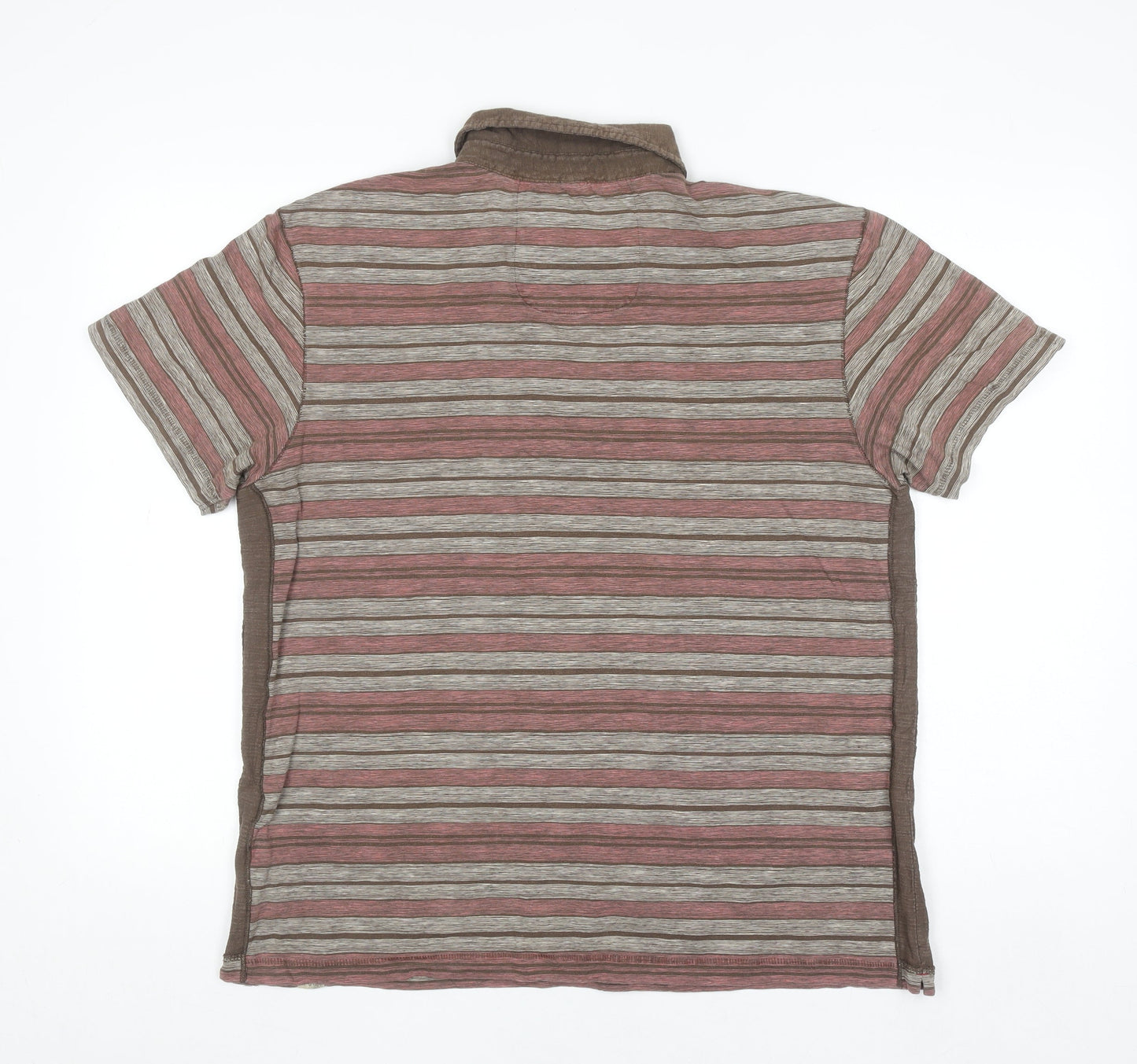 Rocha John Rocha Men's Brown Striped Cotton Polo Shirt M