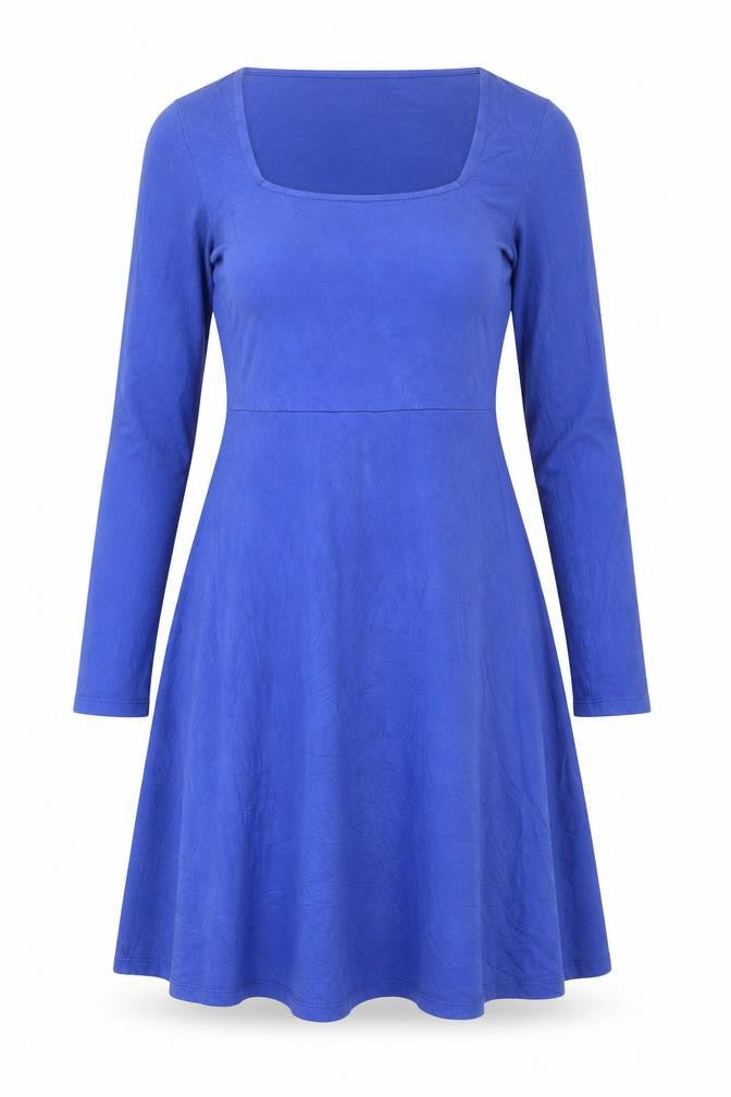 New Look Women’s Blue Fit & Flare Long Sleeve Stretch Dress Size 8