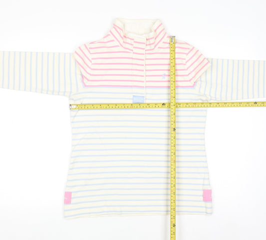 Joules Women Cream Pink Blue Striped Pullover Sweatshirt UK 12