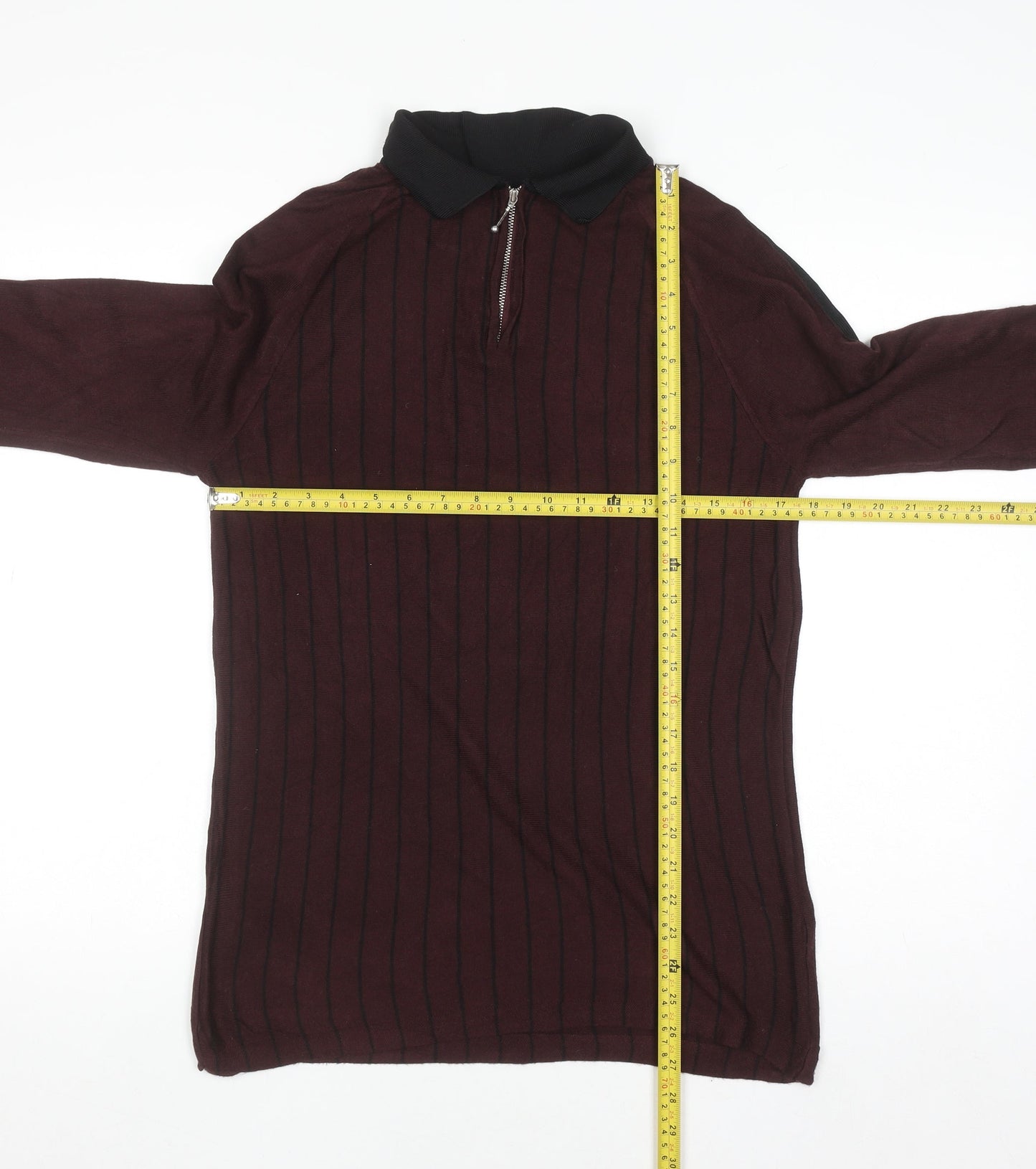 River Island Women Brown Collared Zip Long Sleeve Top S