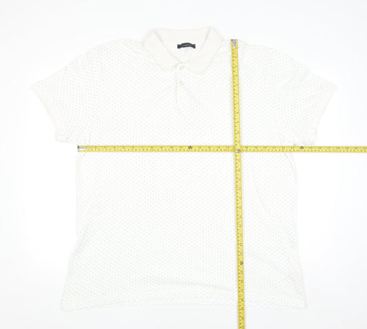 LC Waikiki Men's White 2XL Polka Dot Cotton Polo Shirt