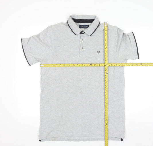 Jack & Jones Premium Men's Grey Cotton Polo Shirt Size L