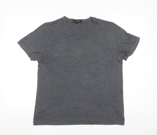 Jaeger Men's Grey Cotton Crew Neck Short Sleeve T-Shirt Size L