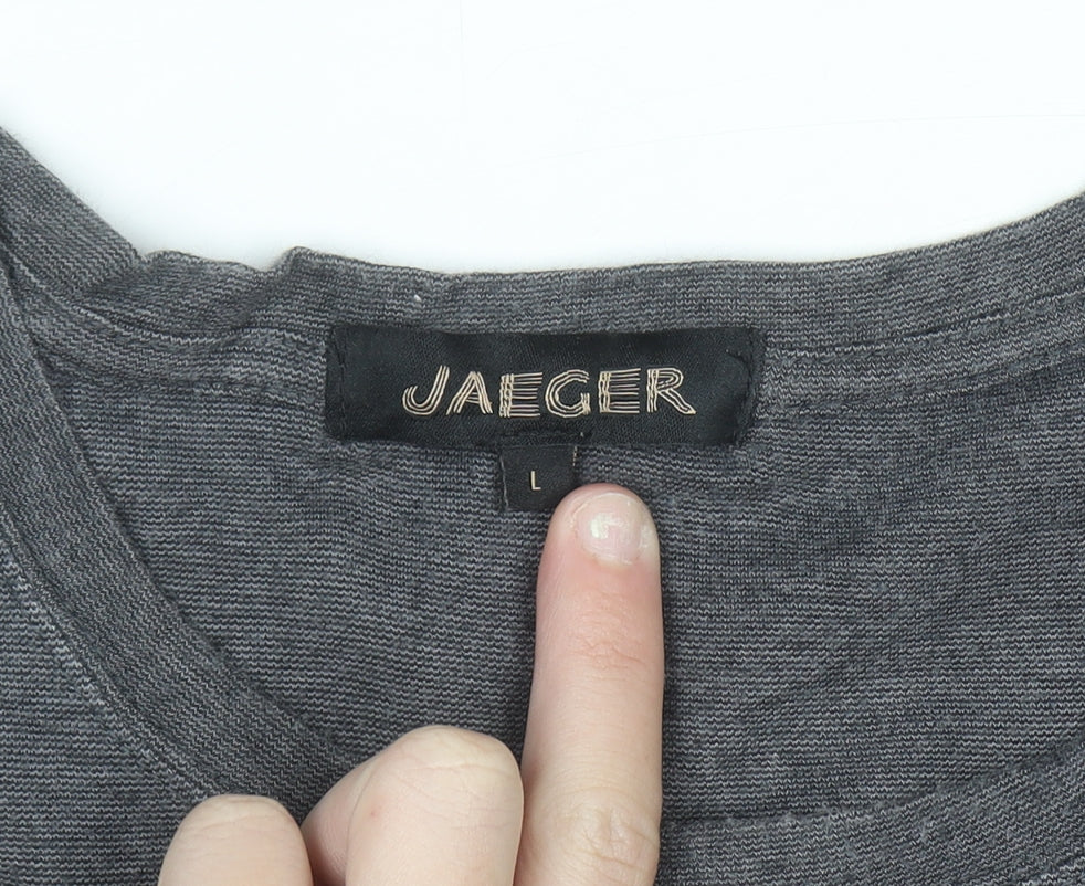 Jaeger Men's Grey Cotton Crew Neck Short Sleeve T-Shirt Size L