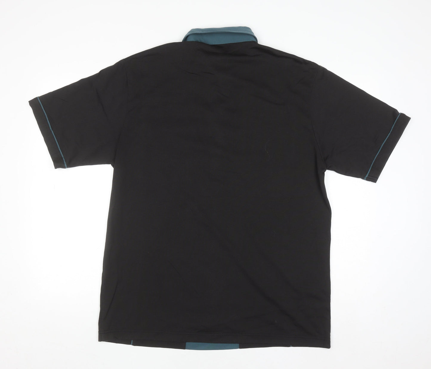 Gabicci Mens Black Retro Colourblock Short Sleeve Polo Shirt L