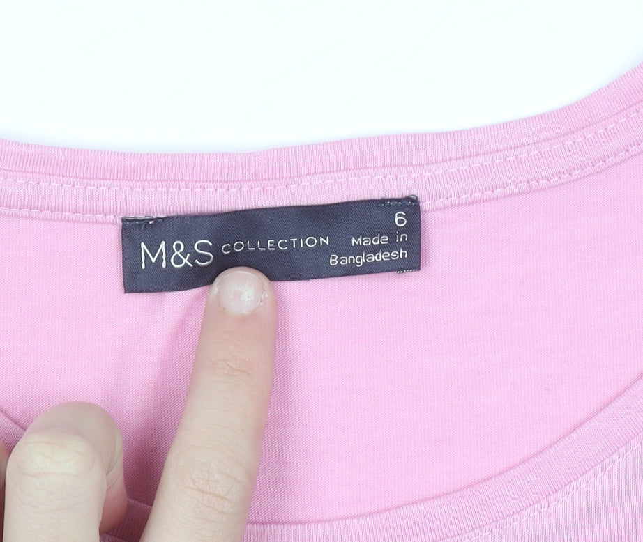 Marks and Spencer Women’s Pink Glitter Vacation T-Shirt Size 6