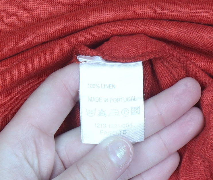 EAST Women's Red Linen Short Sleeve Basic T-Shirt Size 12