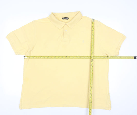 Marks and Spencer Blue Harbour Men's Yellow Cotton Polo Shirt XL
