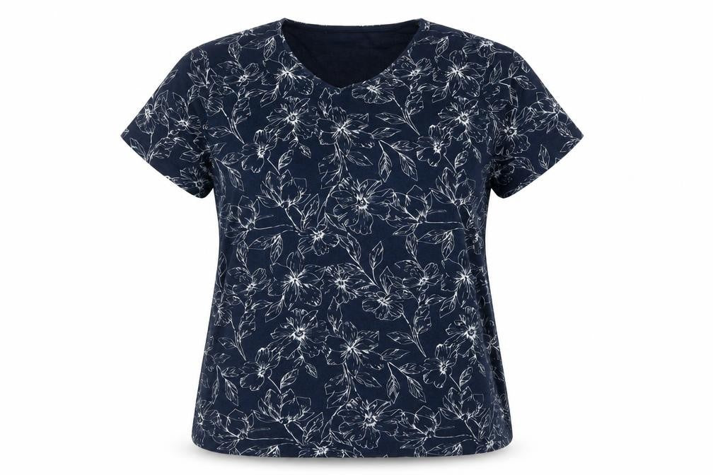 TIGI Women's Blue Floral Cotton T-Shirt Size 14