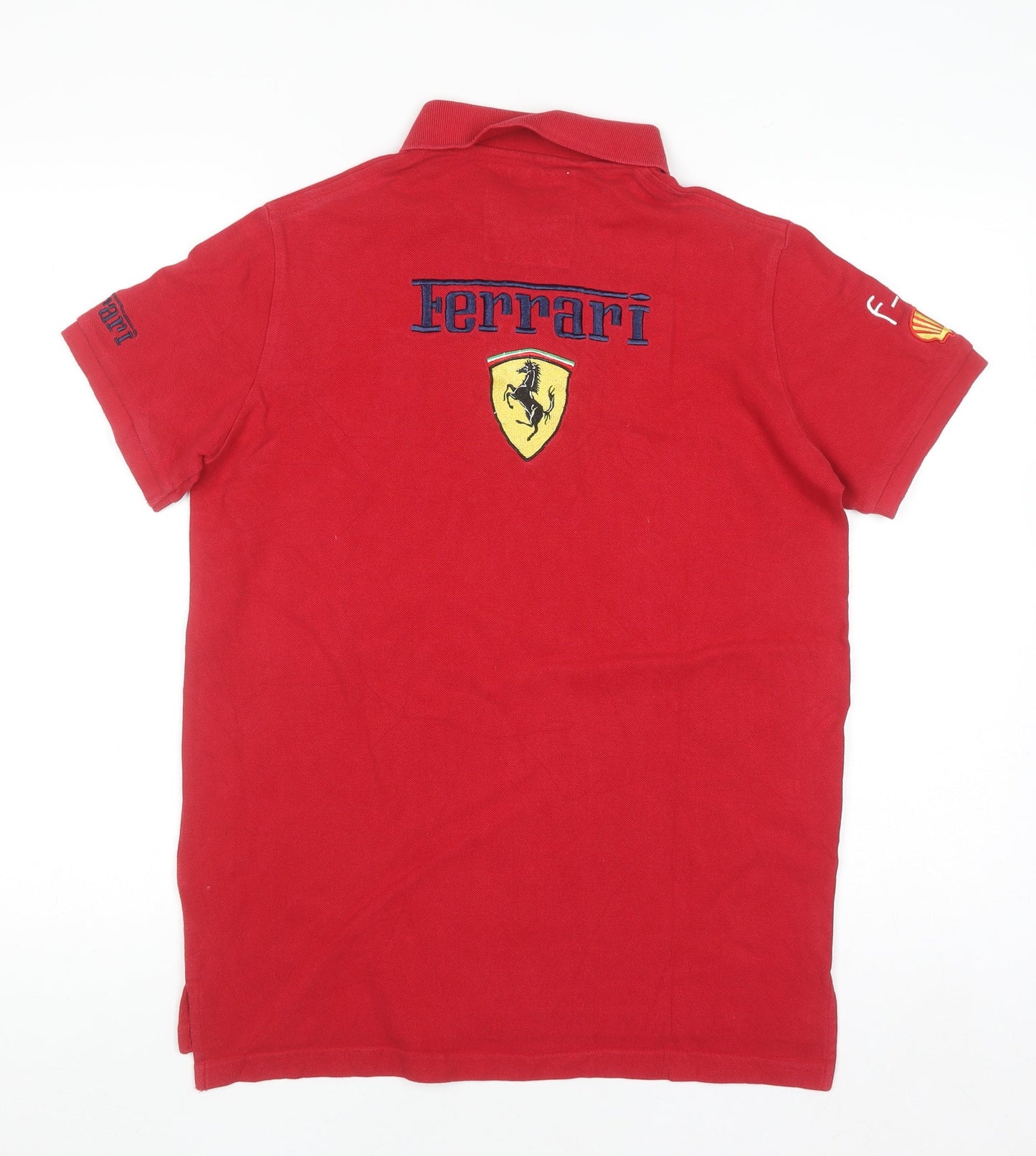 Ferrari Men's Red Cotton Polo Shirt M Embroidered Logo Motorsport