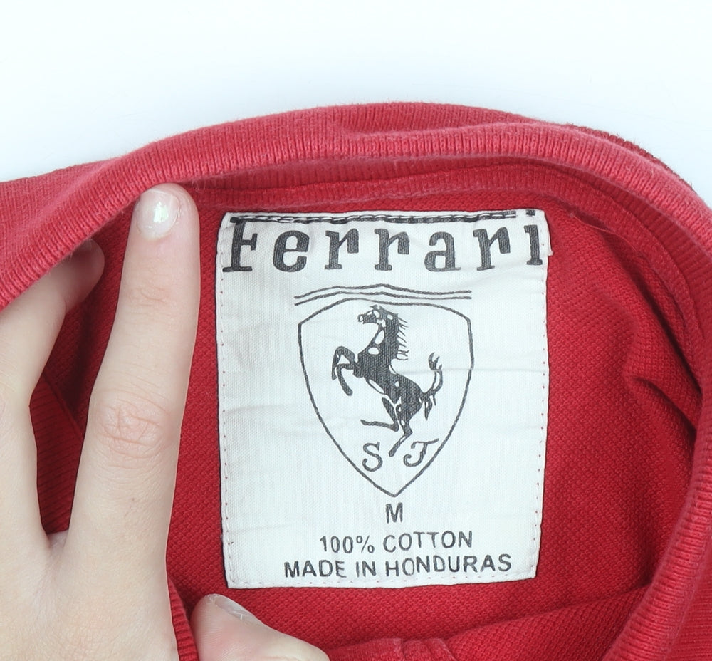 Ferrari Men's Red Cotton Polo Shirt M Embroidered Logo Motorsport