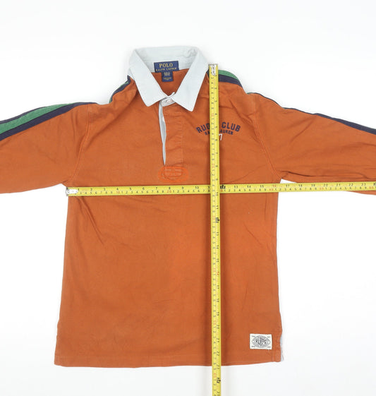 Ralph Lauren Teens Brown Collared Long Sleeve Rugby Polo Shirt M