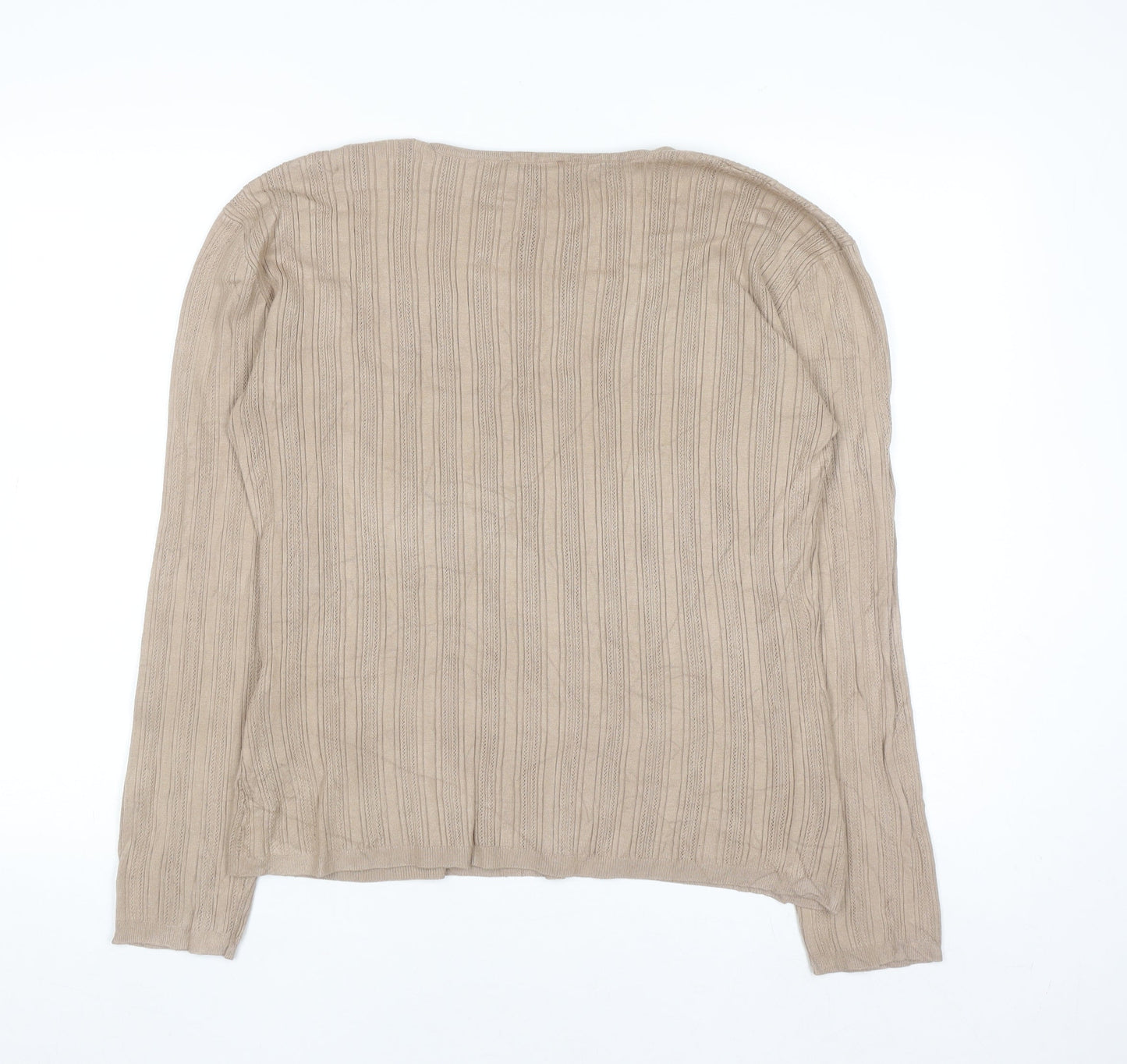 Lipsy Women Beige V-Neck Button Shoulder Long Sleeve Jumper Size 14