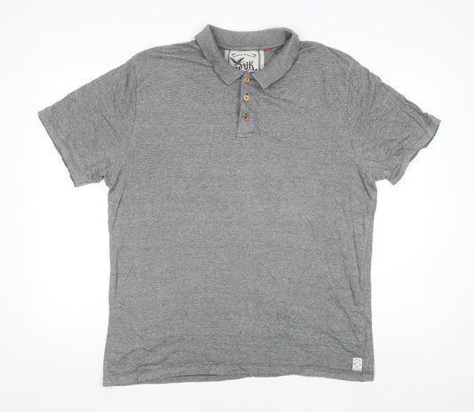 FCUK Men’s Grey Cotton Polo Shirt XL Short Sleeve Casual