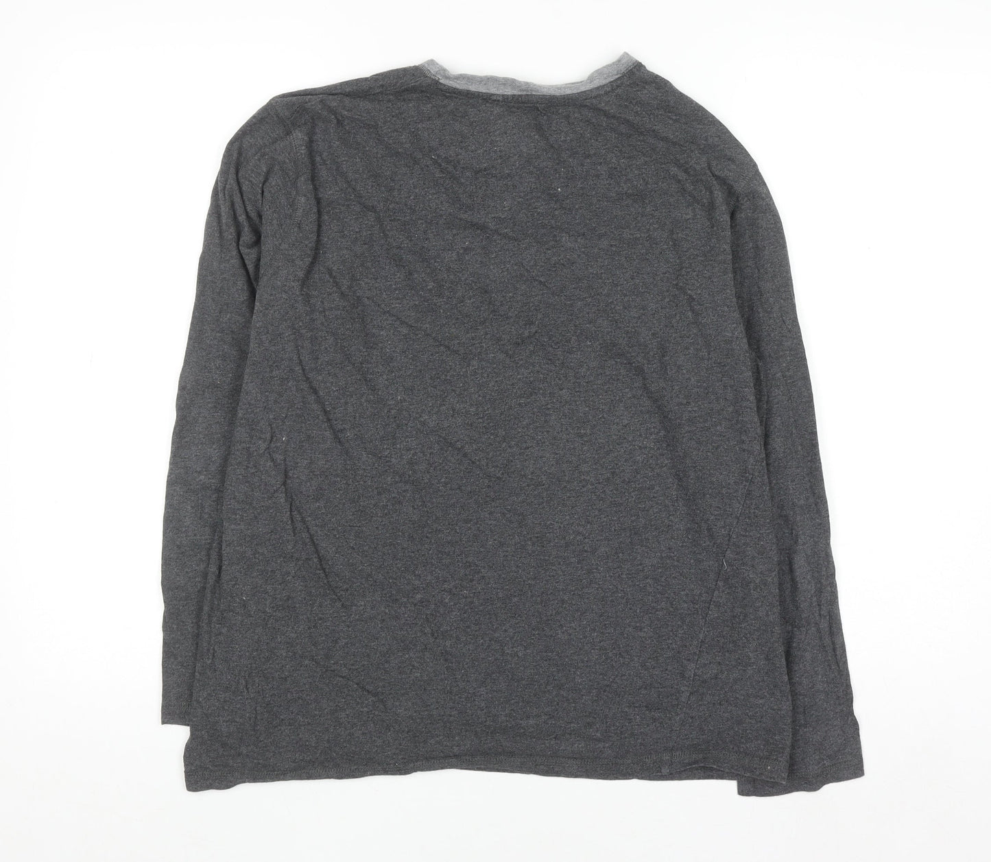 Rocha John Rocha Men's Grey Cotton Henley Long Sleeve Shirt L