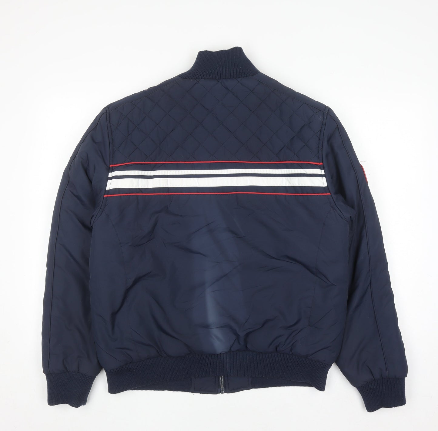Lonsdale Men Blue Quilted Bomber Jacket Size L Full Zip Polyester