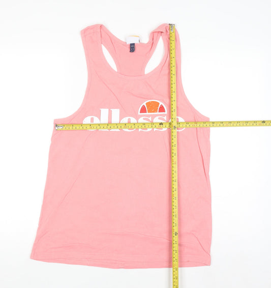 Ellesse Women's Pink Racerback Tank Top UK 12 Cotton Casual