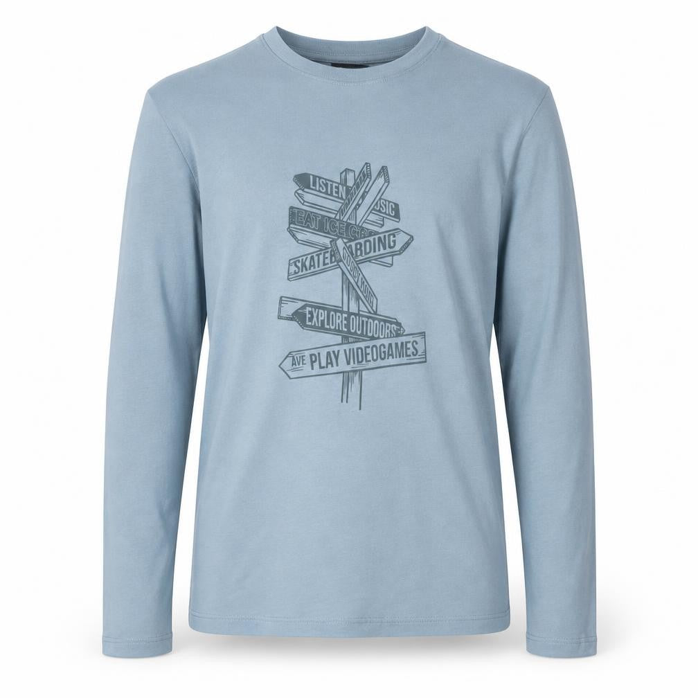 Mango Boys Blue Long Sleeve Graphic Cotton T-Shirt 11-12 Years