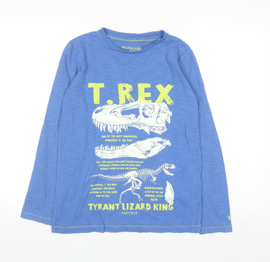 FatFace Boys Blue Long Sleeve T-Rex Graphic Cotton T-Shirt 11-12 Years