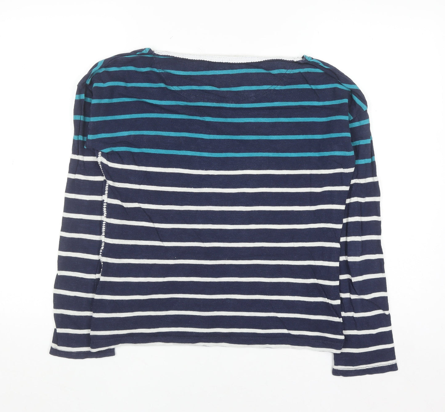 Superdry Women's Blue Striped Long Sleeve Cotton T-Shirt M