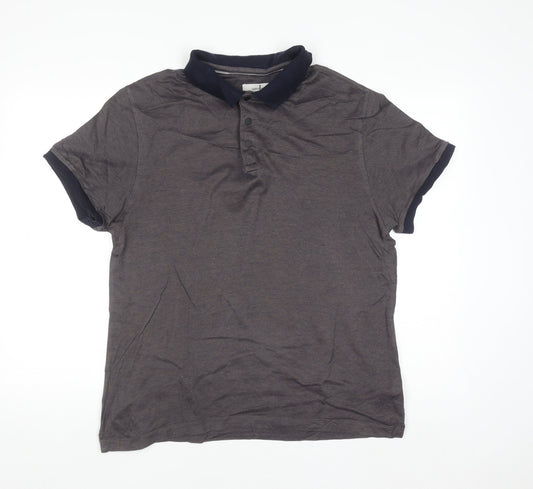 Jasper Conran Men's Brown Cotton Short Sleeve Polo Shirt L
