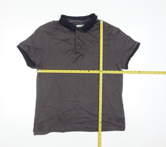 Jasper Conran Men's Brown Cotton Short Sleeve Polo Shirt L
